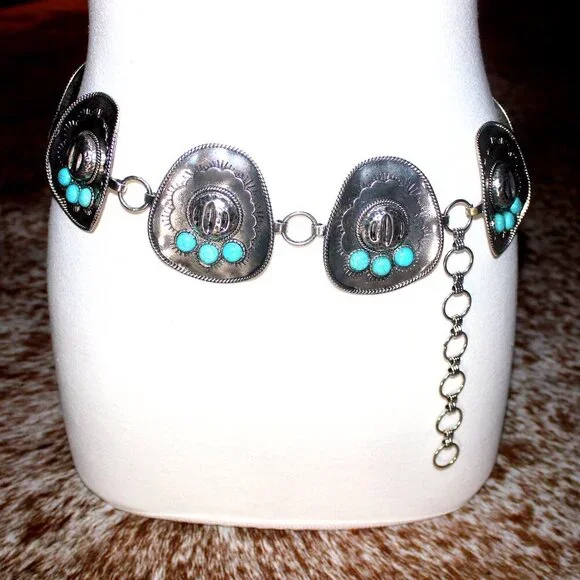 Southwest Sombrero Hat Medallion Belt - Size L/XL - Picture 5 of 13